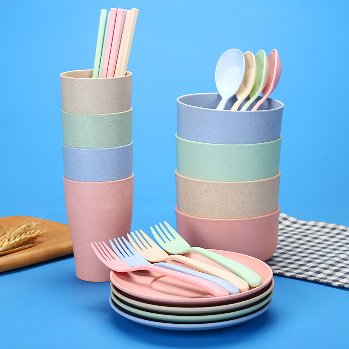 Kitchen Appliances Set - Fork Spoon Chopsticks Bowls Cup Dish
