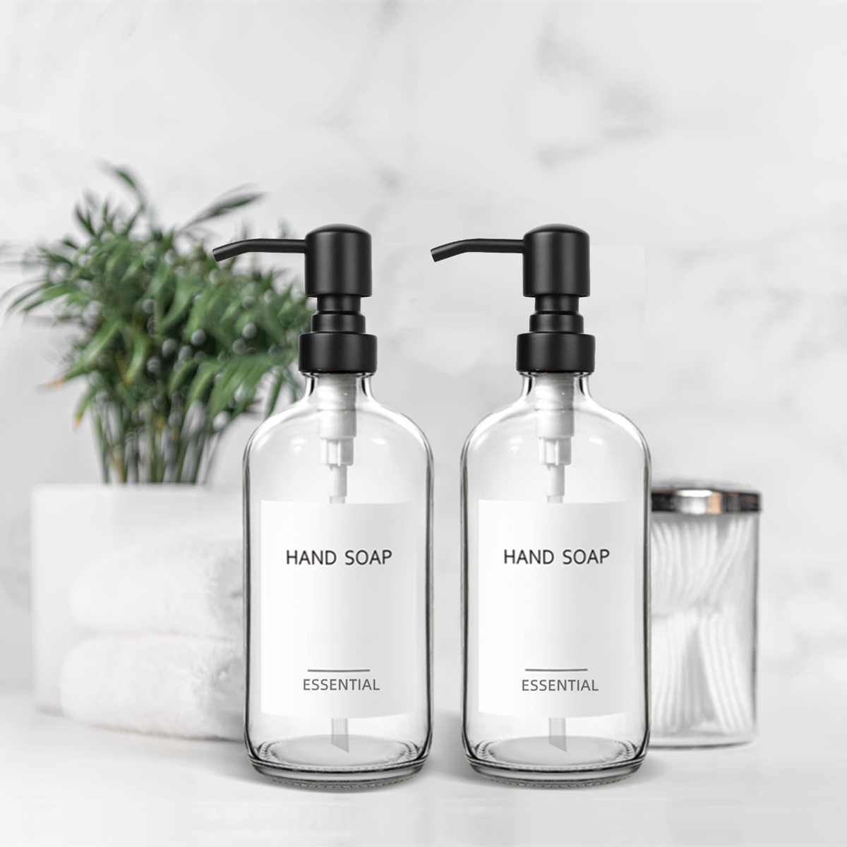 Kitchen Appliances Set - Clear Glass Soap Dispenser Set for