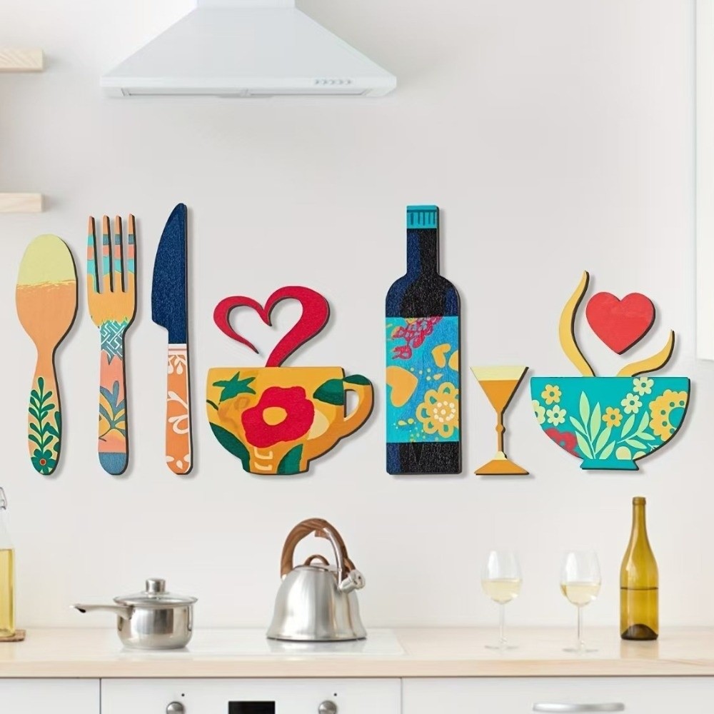 8PCS/SET Wood Floral Kitchen U - Kitchen Appliances Set บทวิจารณ์และราคา