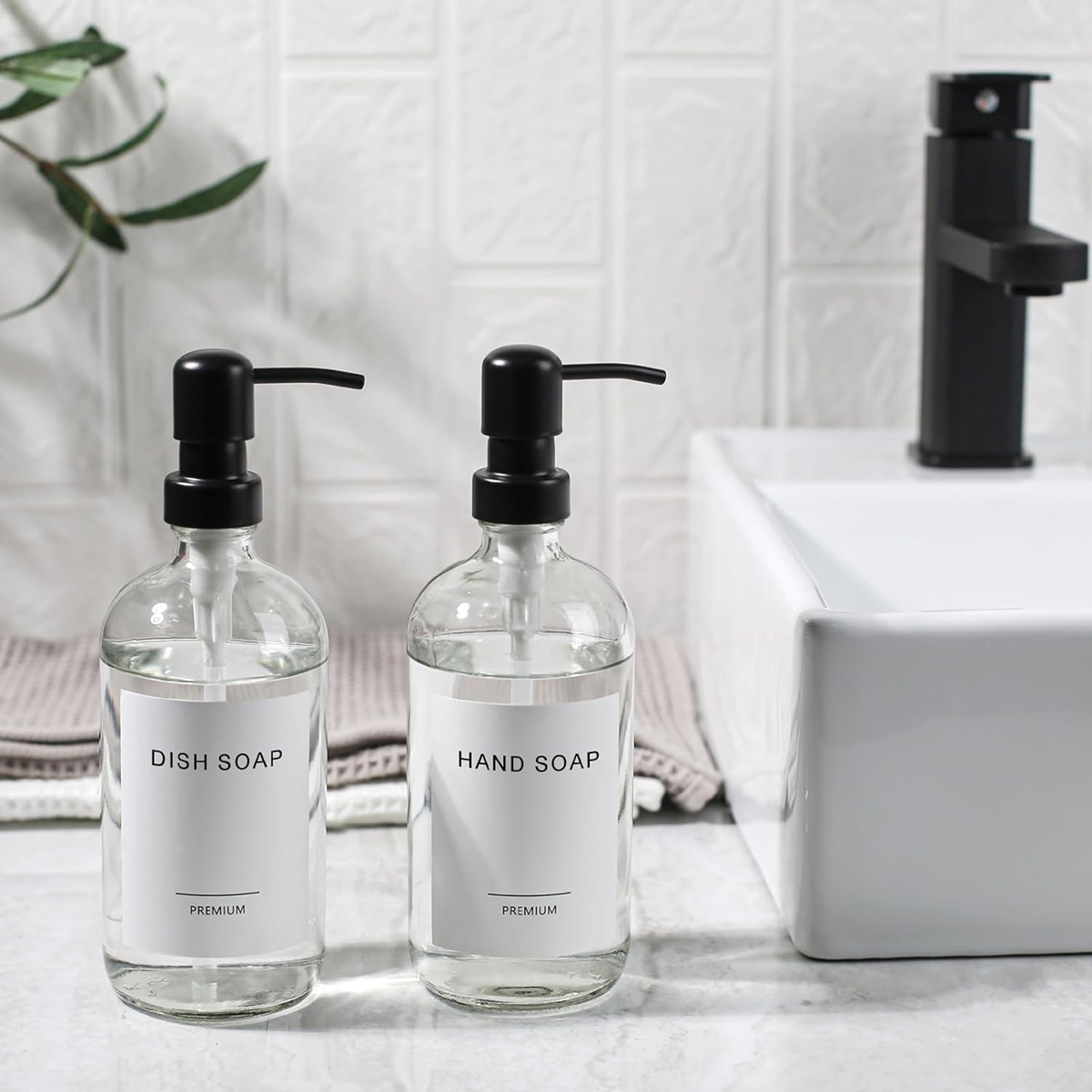 Clear Glass Soap Dispenser Set - Kitchen Appliances Set บทวิจารณ์และราคา